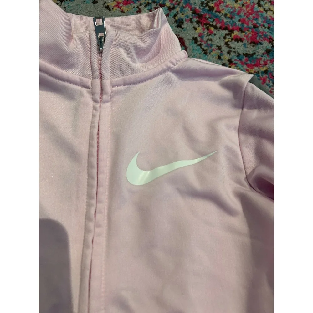 Nike Girls Pink Peplum Track Jacket Grey Stripe Full Zip Mock Neck 4T k7069‎